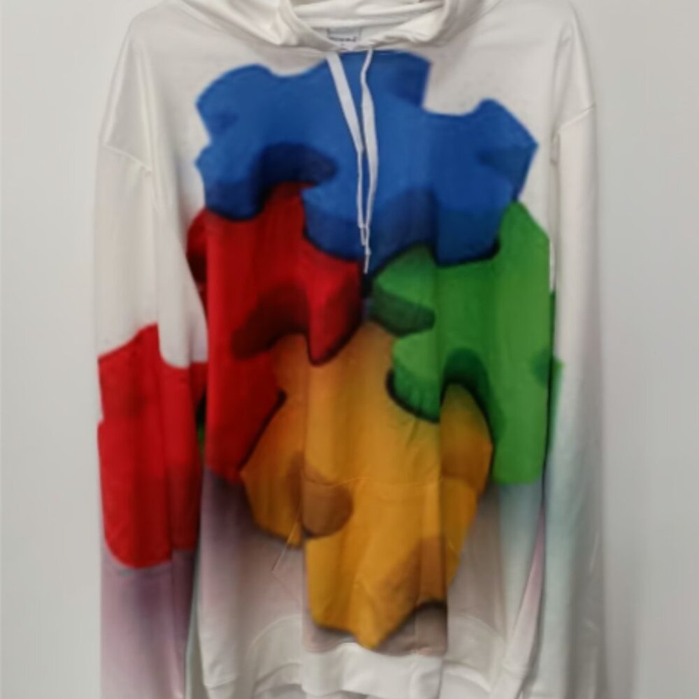 Zootop Bear Men's Hoodie Size XL - Autism Puzzle